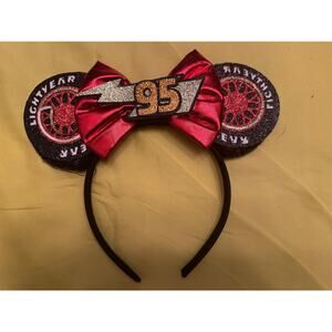 Handmade Disney Pixar Cars Lightning McQueen themed Mickey Mouse ear headband
